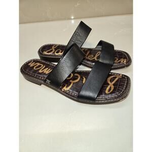 Sam Edelman Haydee Strappy Slide Sandals Open Toe Black Leather Size 9.5